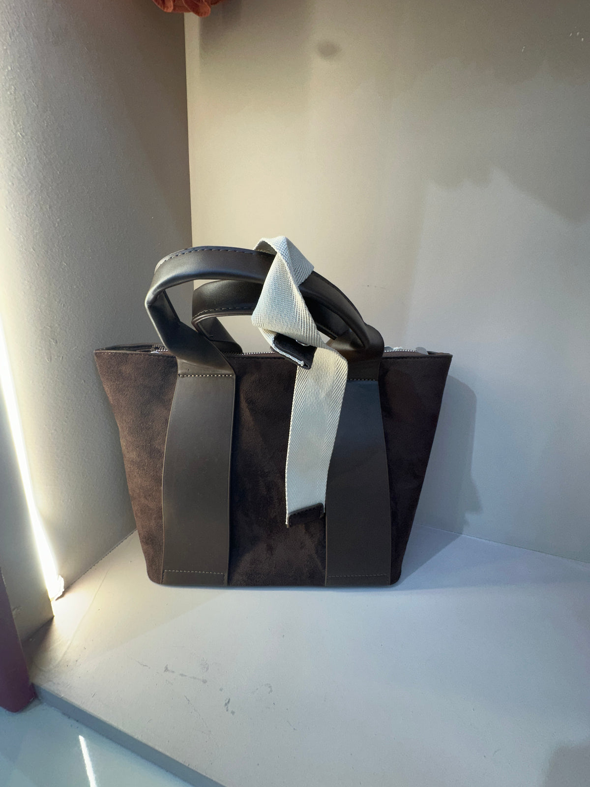 Chocolate Suede Tote Bag