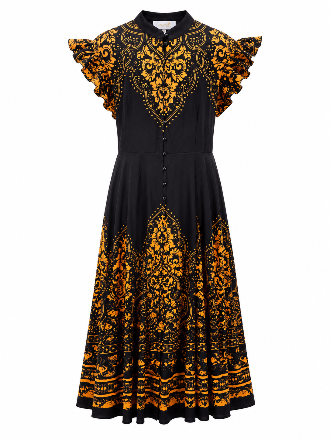 Black & Gold Printed Maxi Dress