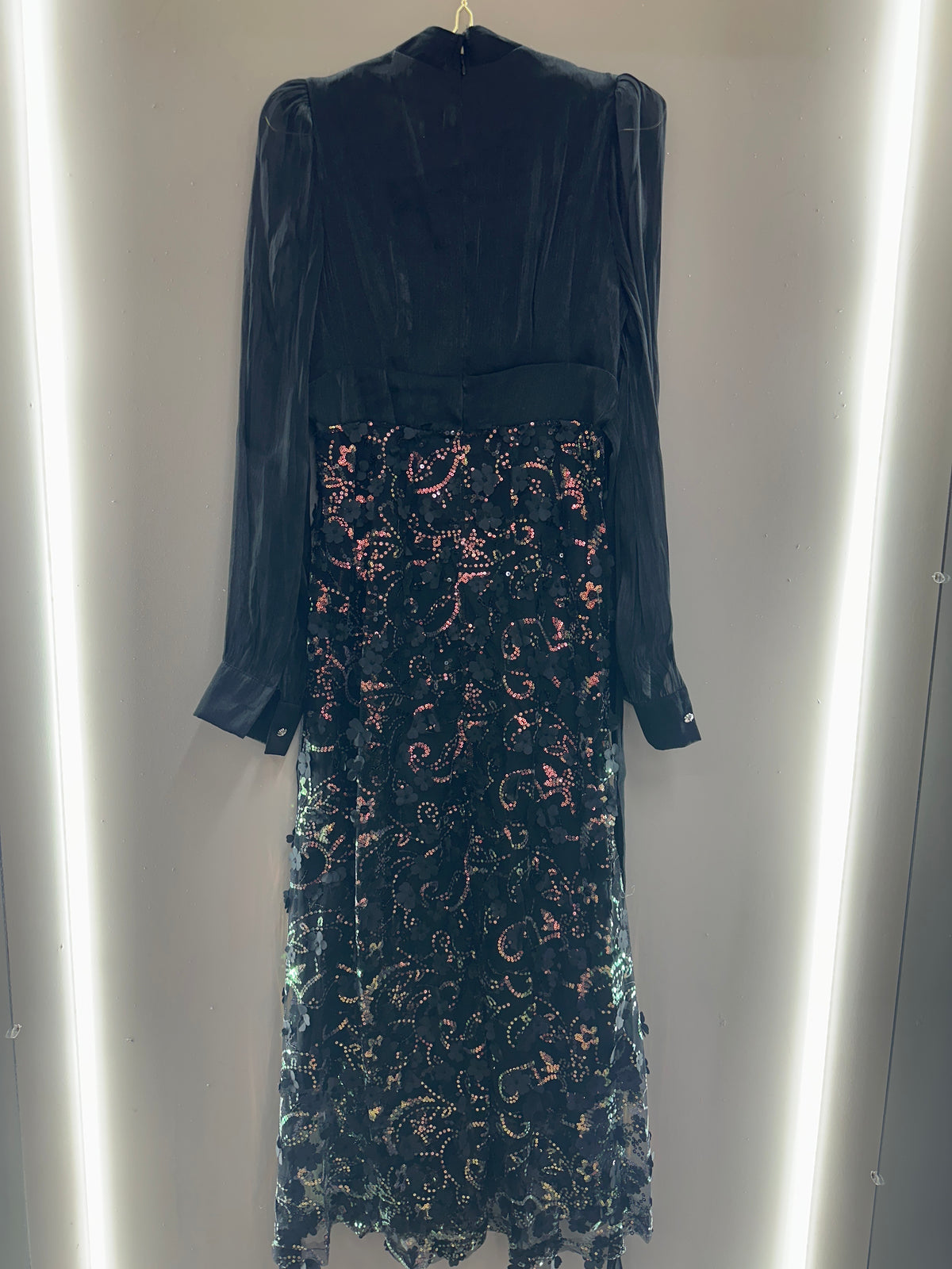 Midnight Floral Sequin Evening Dress