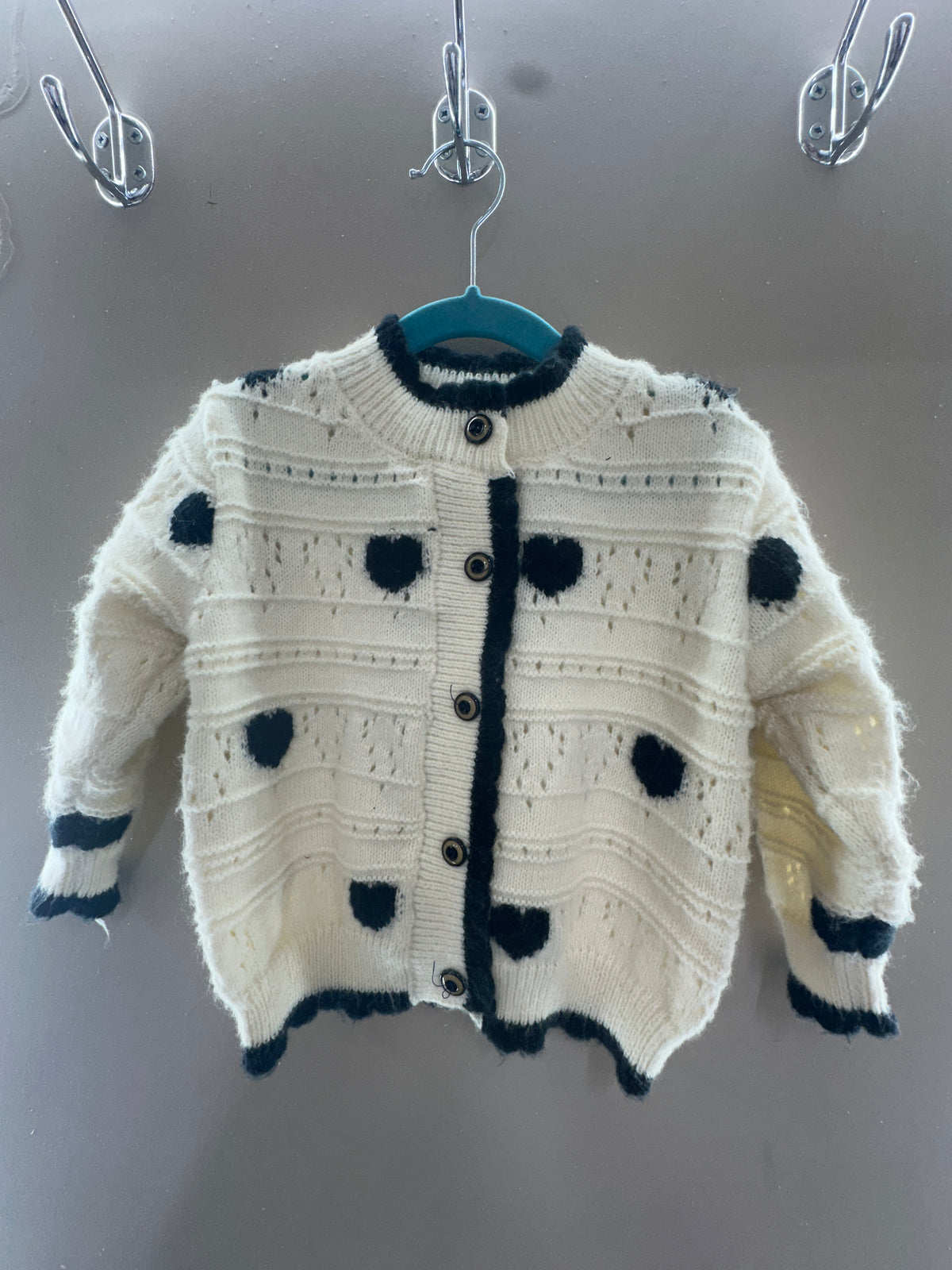 Black Dot Knit Baby Cardigan