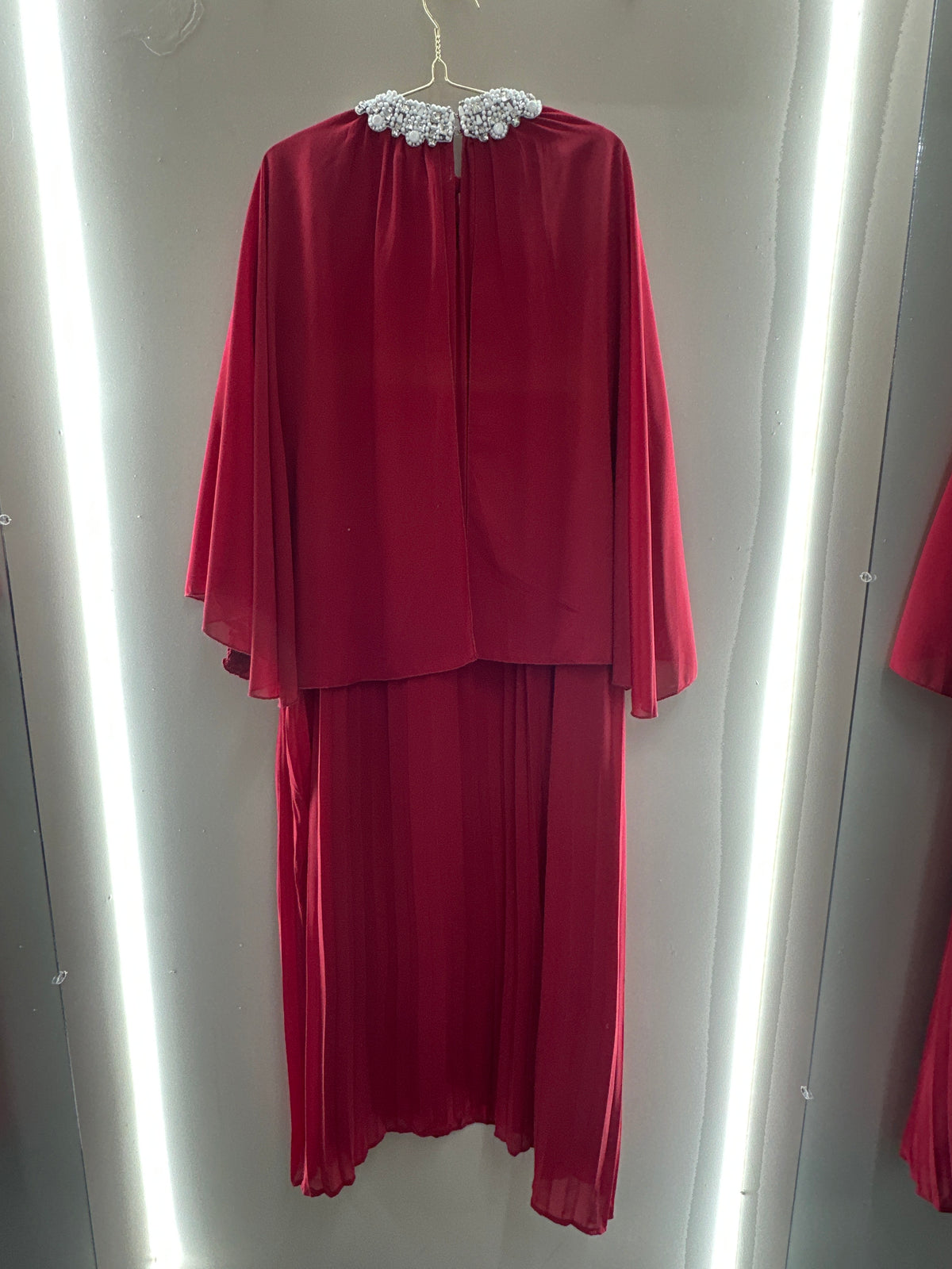 Pearl Grace Pleated Cape Maxi Dress