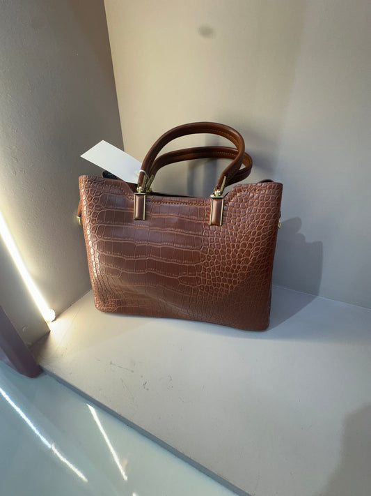 Brown Croc Detail Handbag