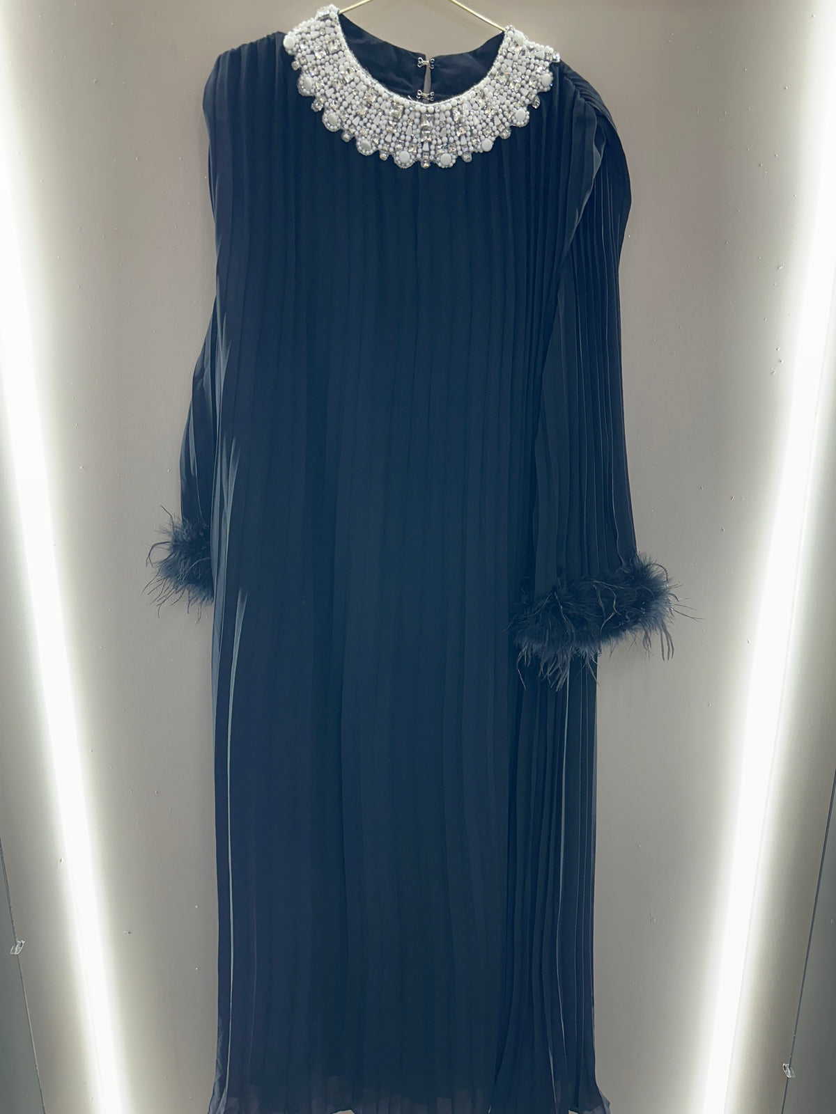 Pearl Grace Pleated Cape Maxi Dress