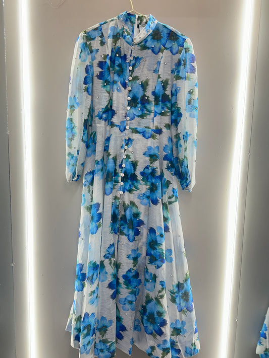 Blue Blossom Pearl Maxi Dress