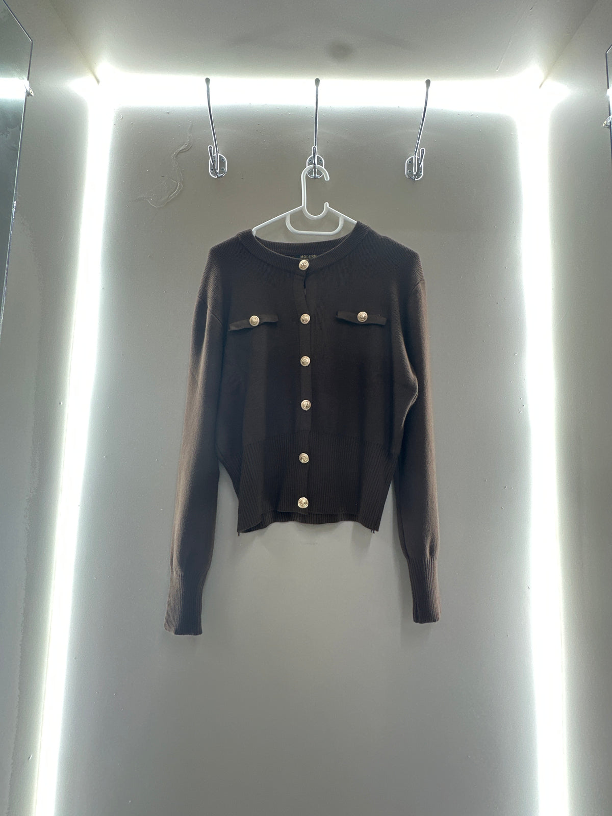 Classic Gold Button Knit Cardigan