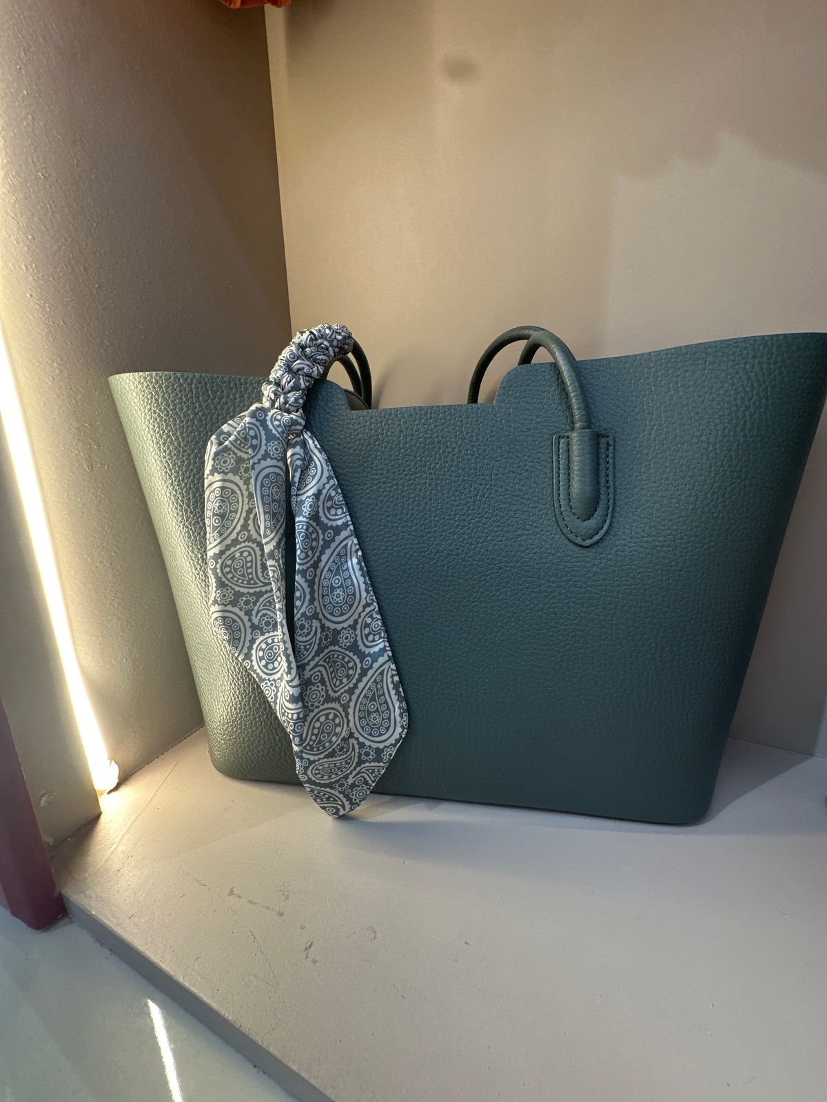 Taupe Scarf Detail Tote Bag