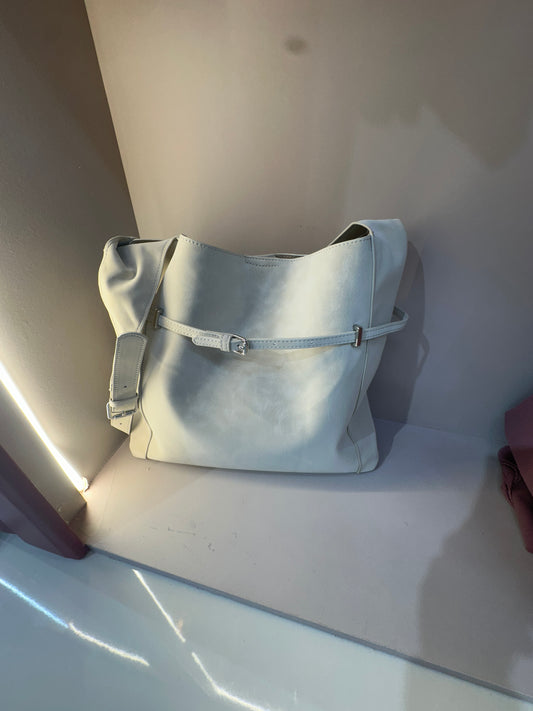 Ivory Suede Shoulder Bag