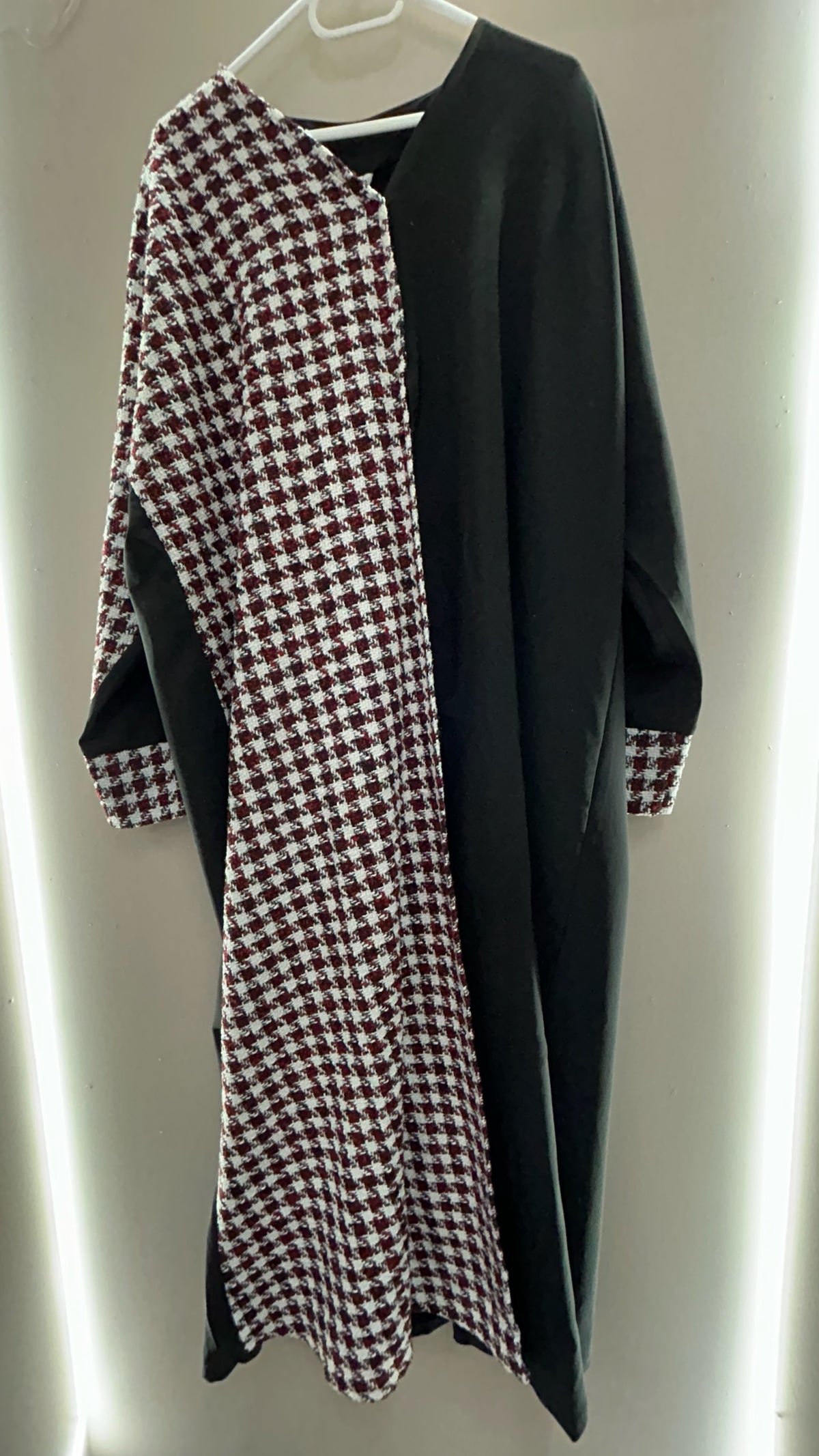 Houndstooth Contrast Open Abaya