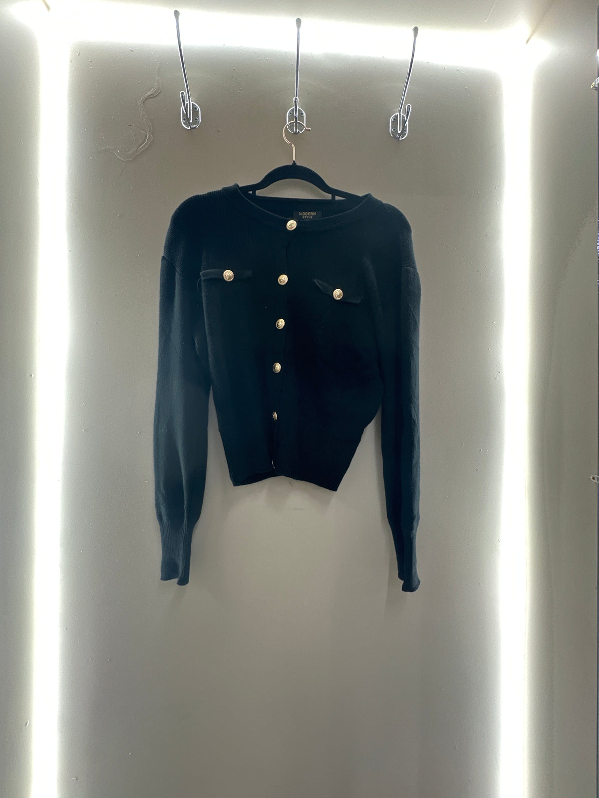 Classic Gold Button Knit Cardigan