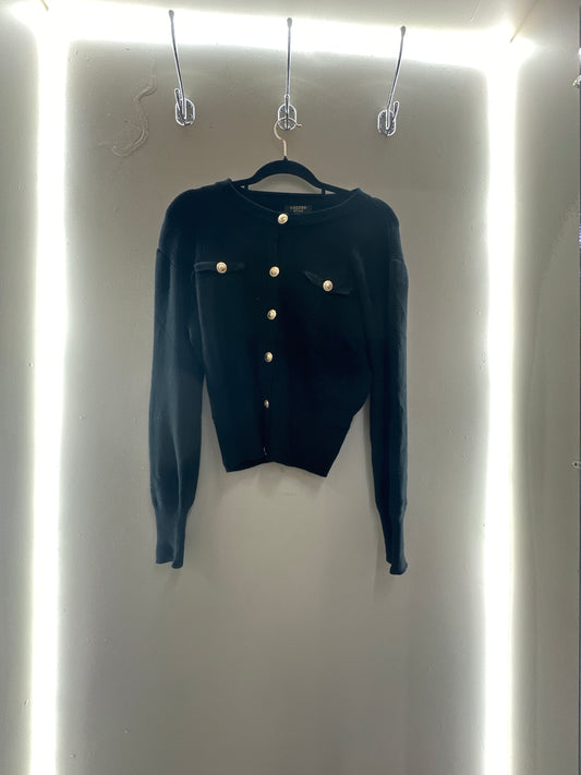 Classic Gold Button Knit Cardigan