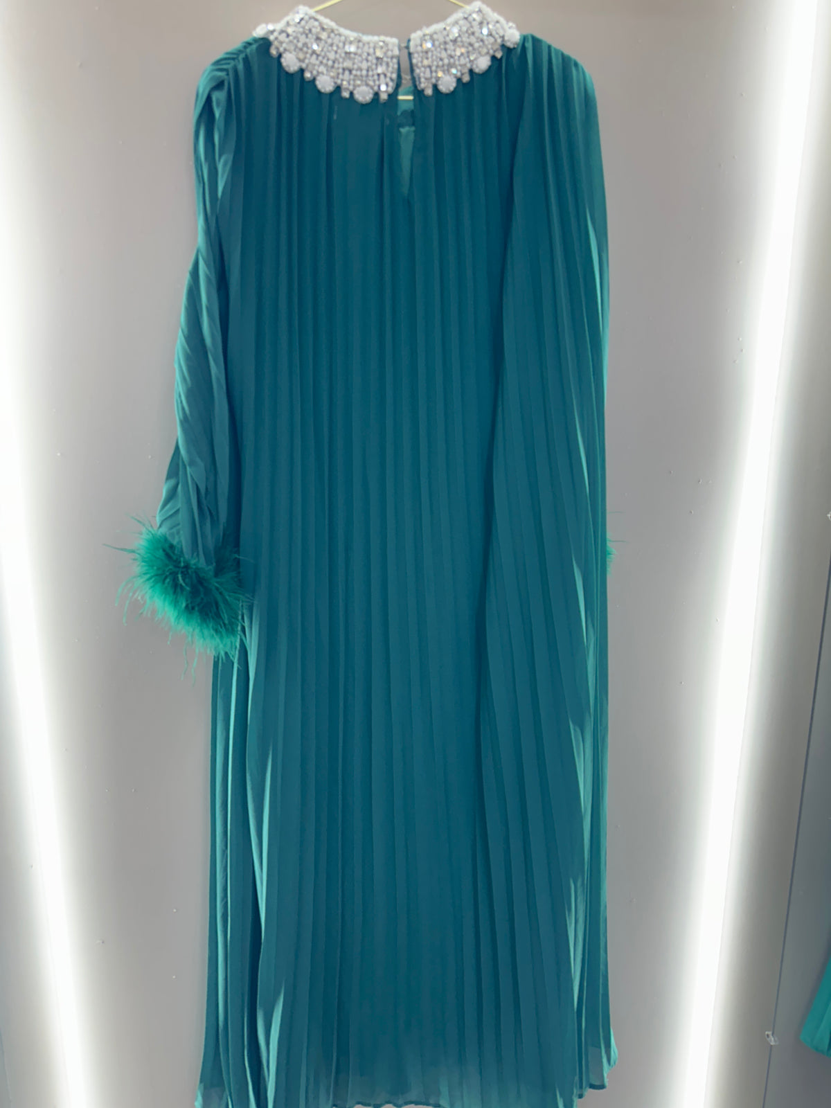 Pearl Grace Pleated Cape Maxi Dress