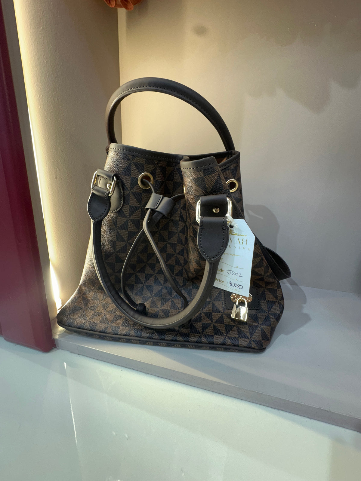 Geometric Print Bucket Bag