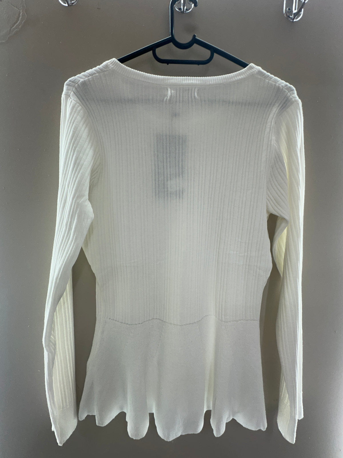 Elegant Ribbed Peplum Cardigan