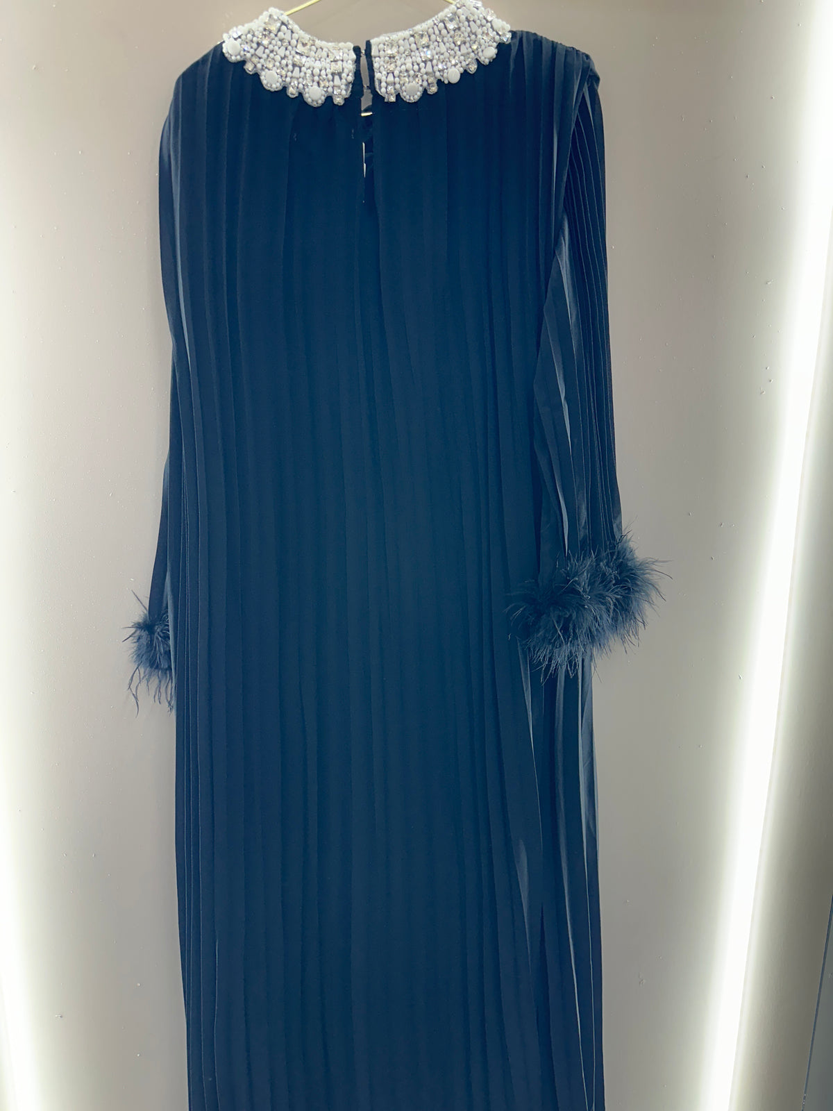 Pearl Grace Pleated Cape Maxi Dress