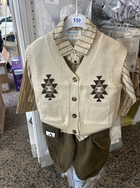 Brown cream 3 piece