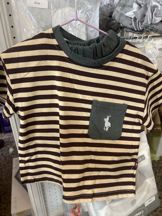 Striped brown cream polo boys
