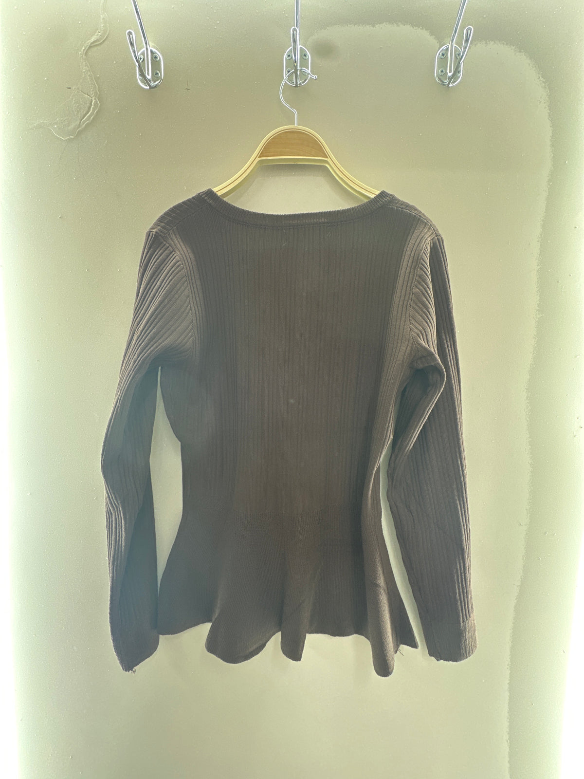 Elegant Ribbed Peplum Cardigan