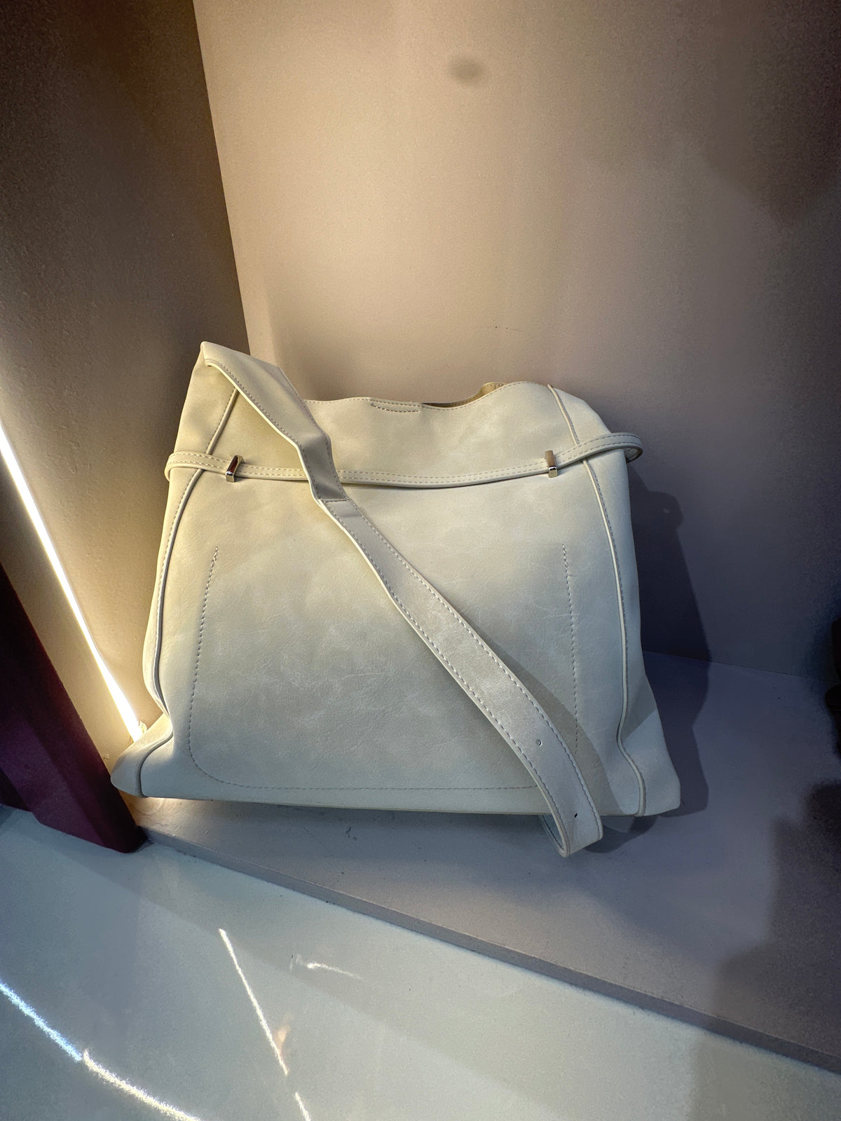 Ivory Suede Shoulder Bag