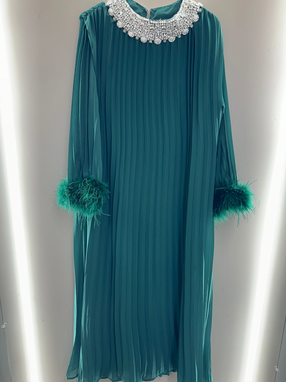 Pearl Grace Pleated Cape Maxi Dress