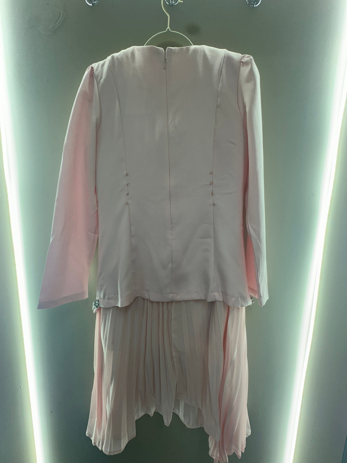 Crystal Trim Pleated Dress