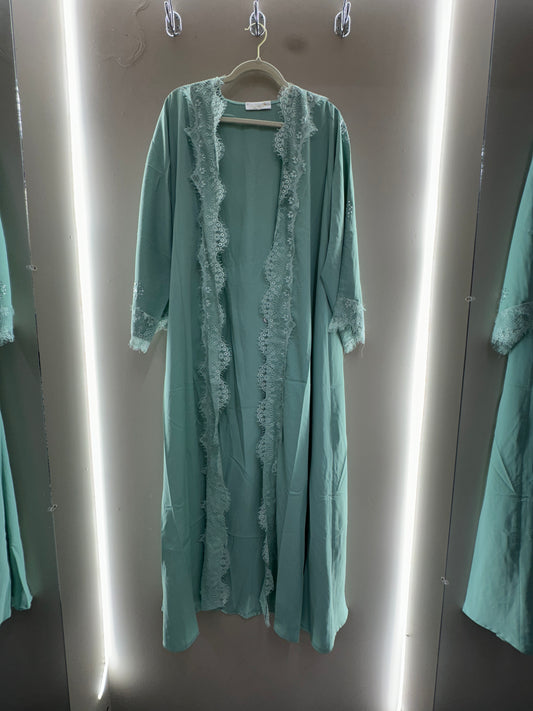 Sage Lace Duster Abaya