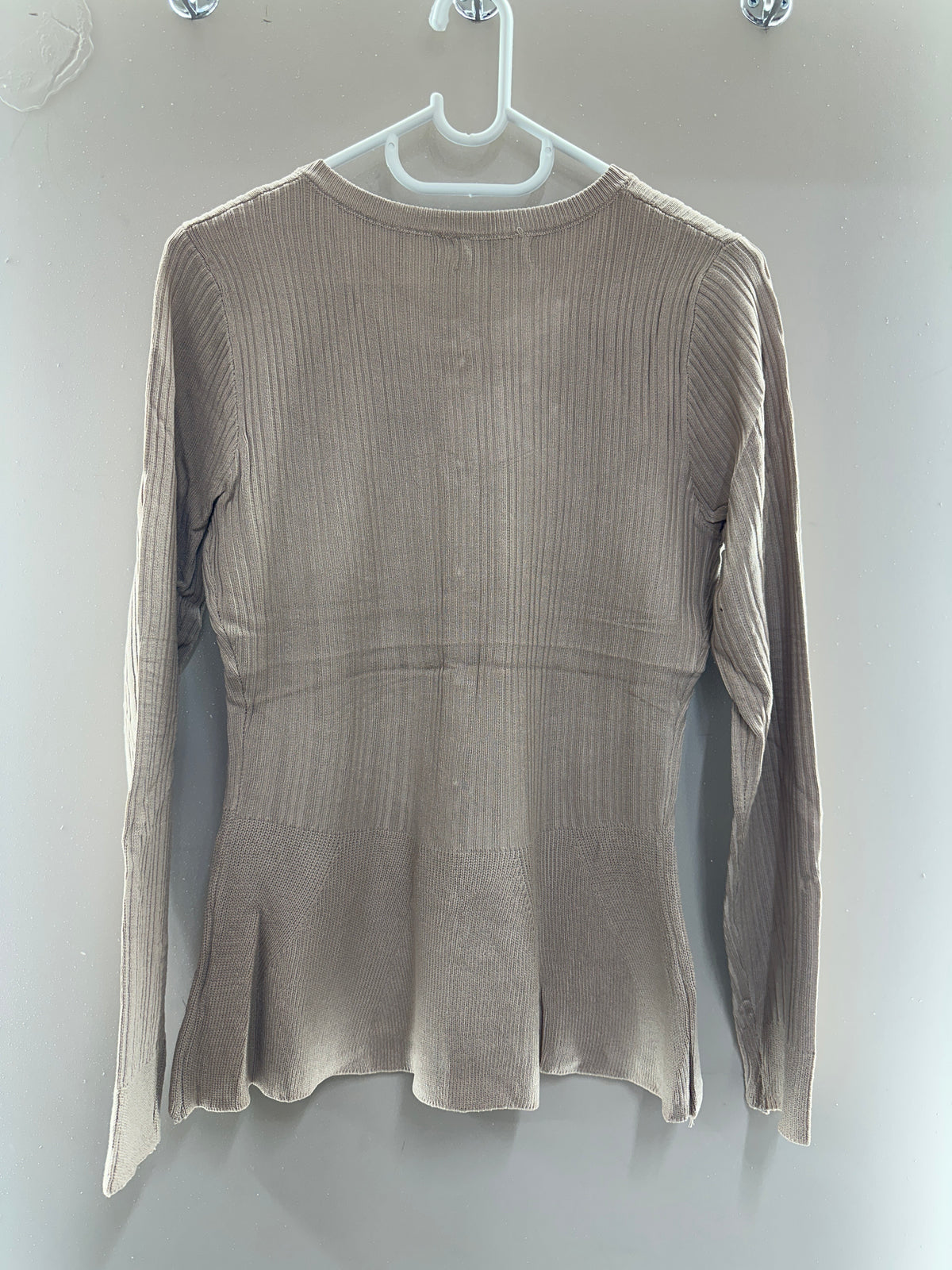 Elegant Ribbed Peplum Cardigan