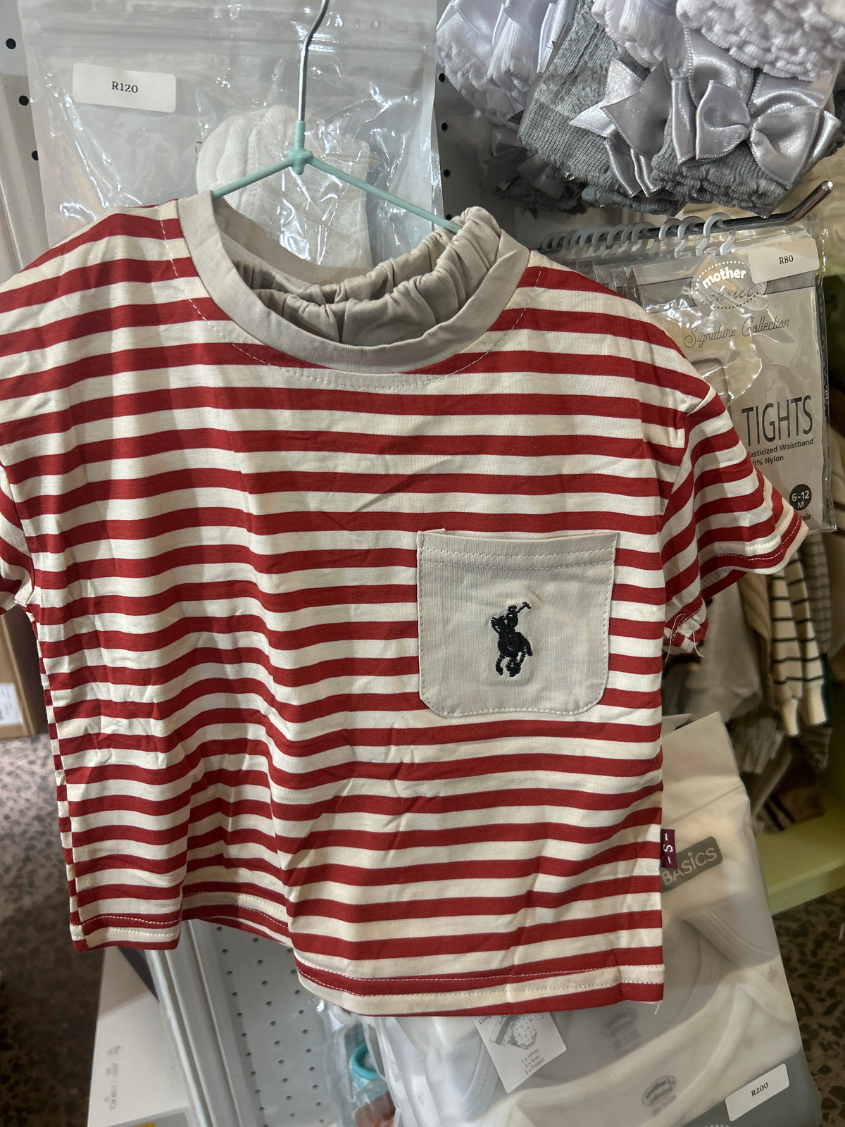 Striped red cream polo