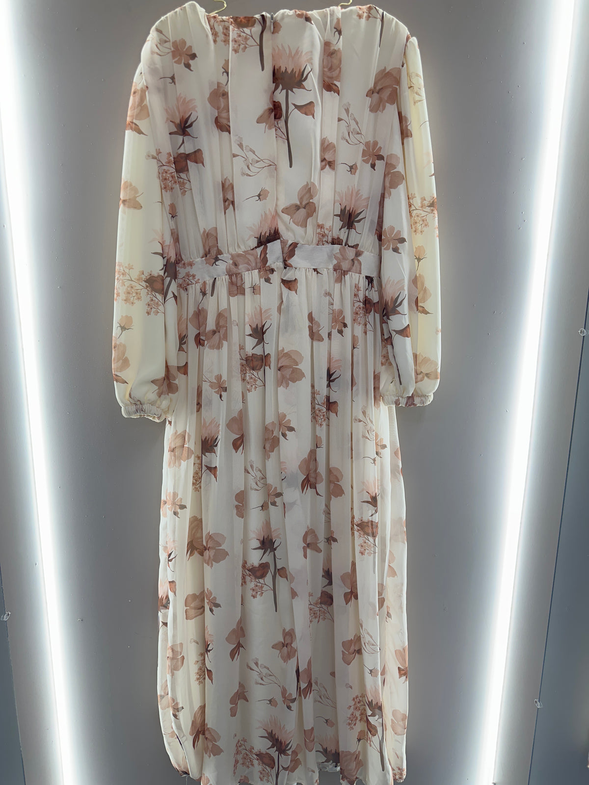 Rosette Belt Floral Maxi Dress