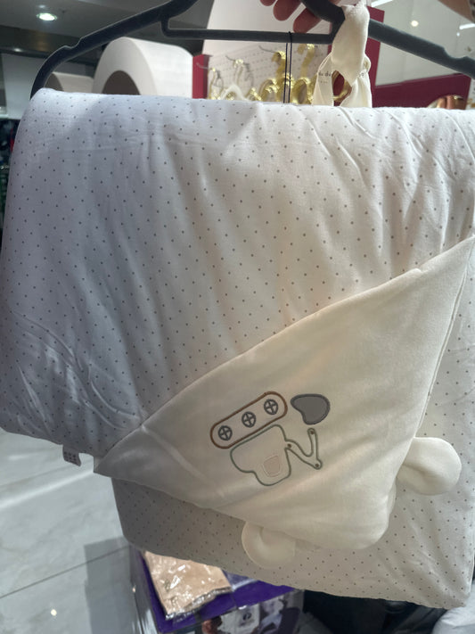 Little House Baby Blanket & Hooded Wrap Set – Cream