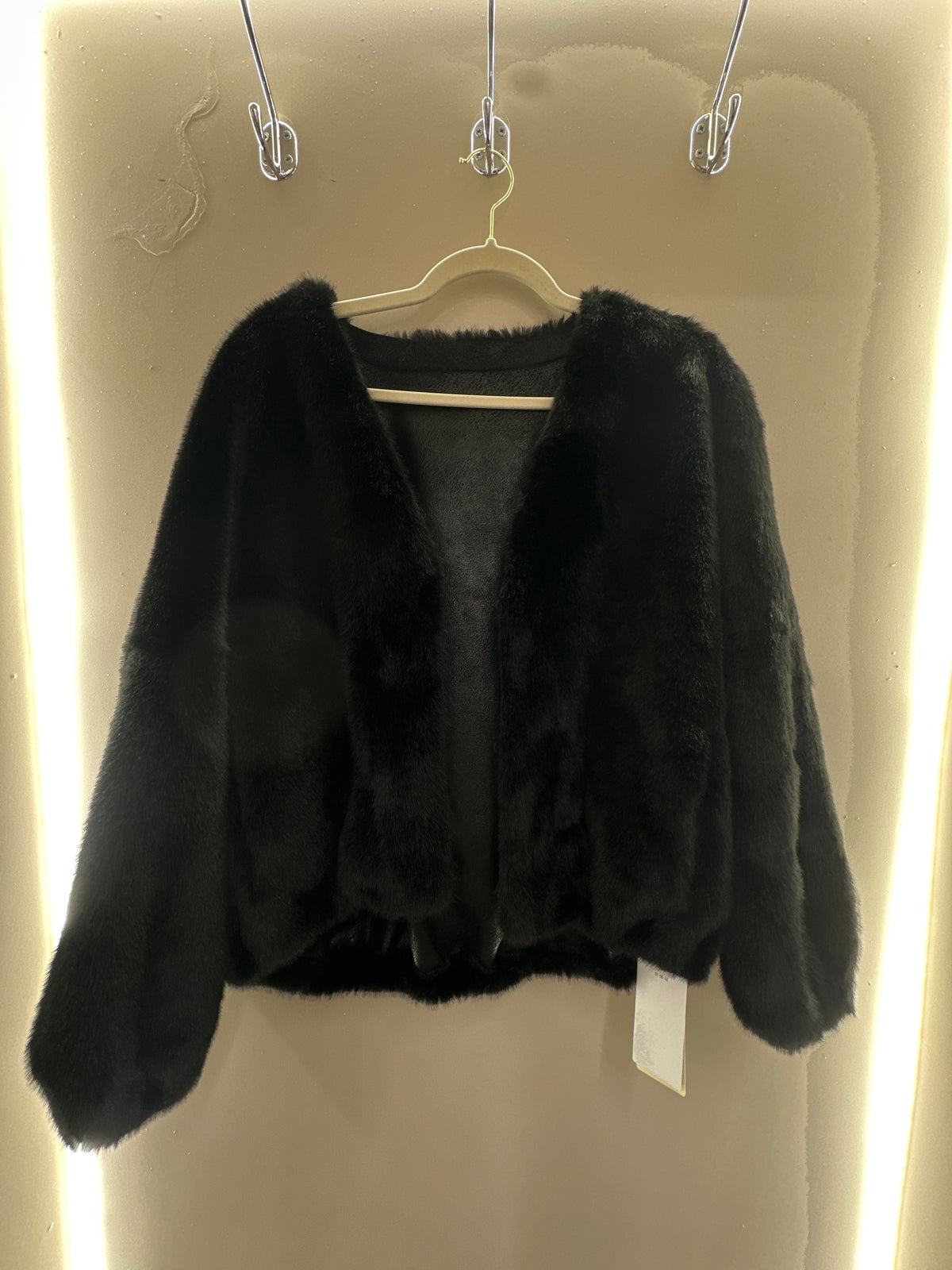 Open Front Faux Fur Jacket