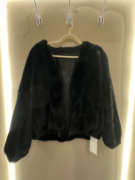 Open Front Faux Fur Jacket