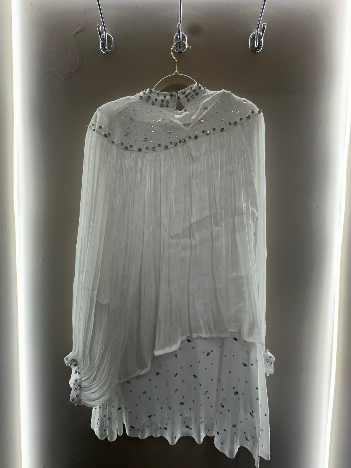 Crystal Pleated Chiffon Dress