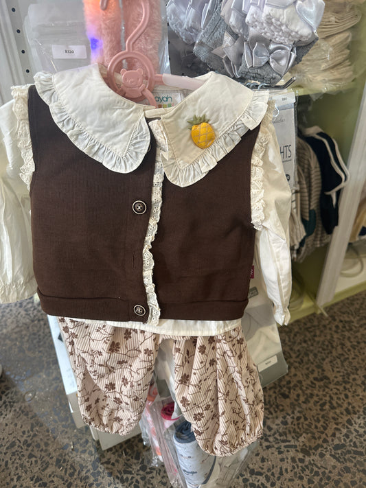 Brown cream pineapple set girls
