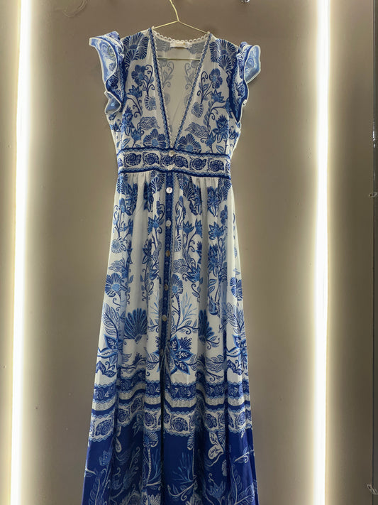 Santorini Blue Blossom Dress
