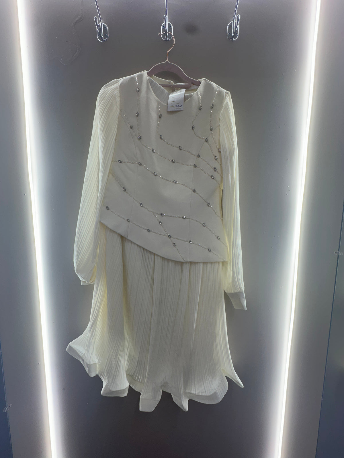 Crystal Pleated Overlay Dress