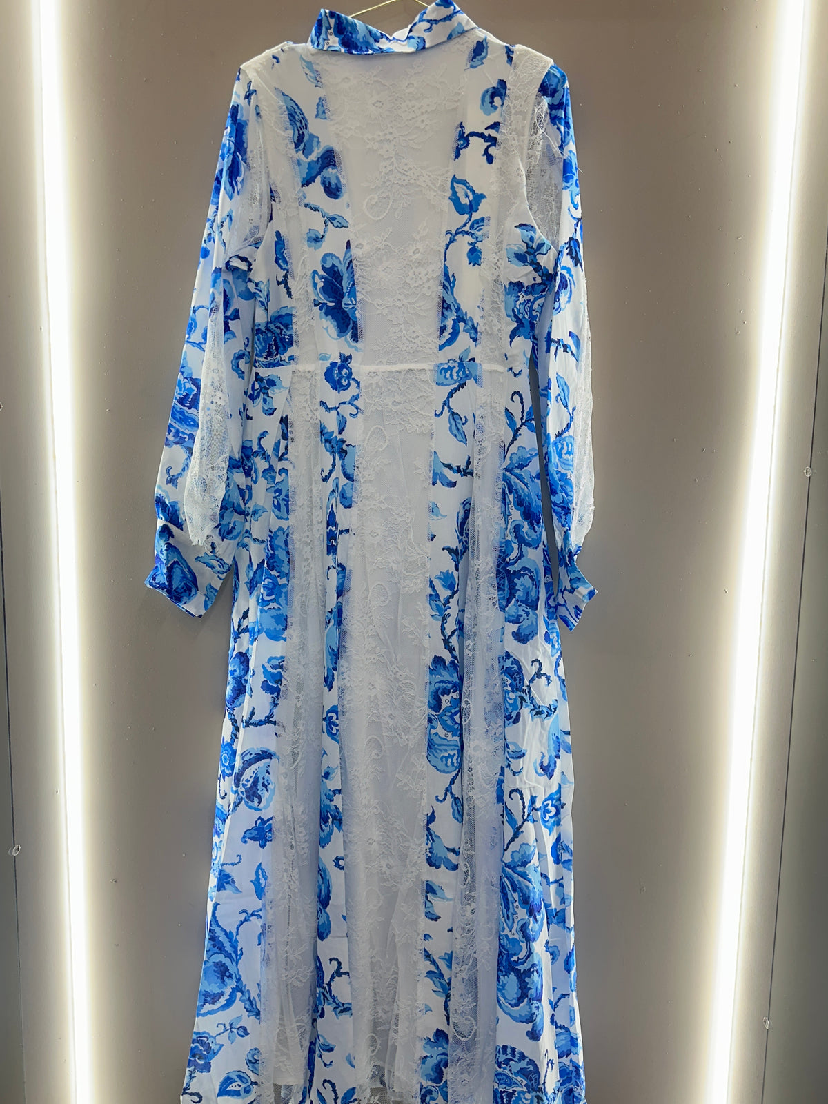 Azure Porcelain Lace Maxi Dress
