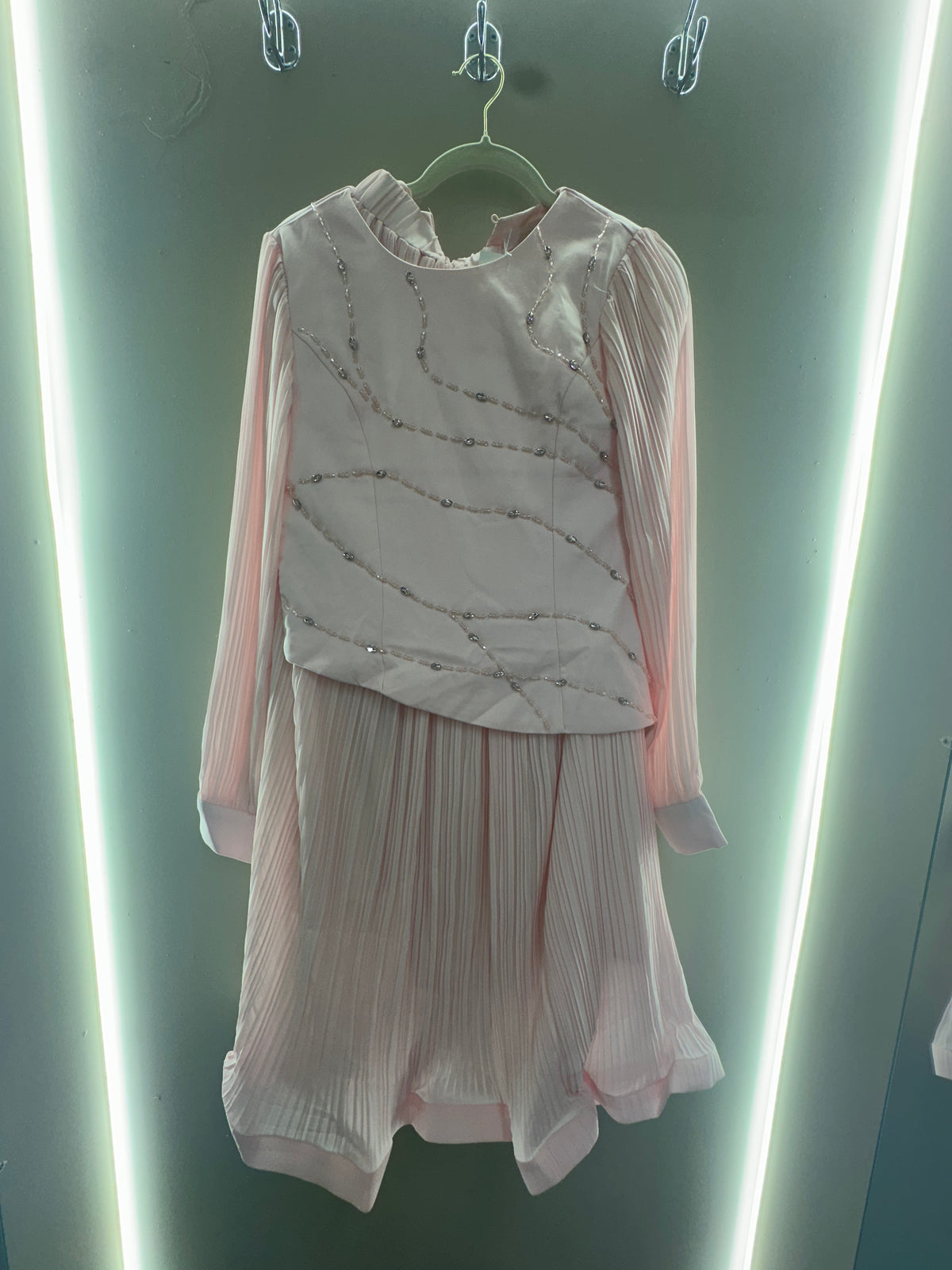 Crystal Pleated Overlay Dress