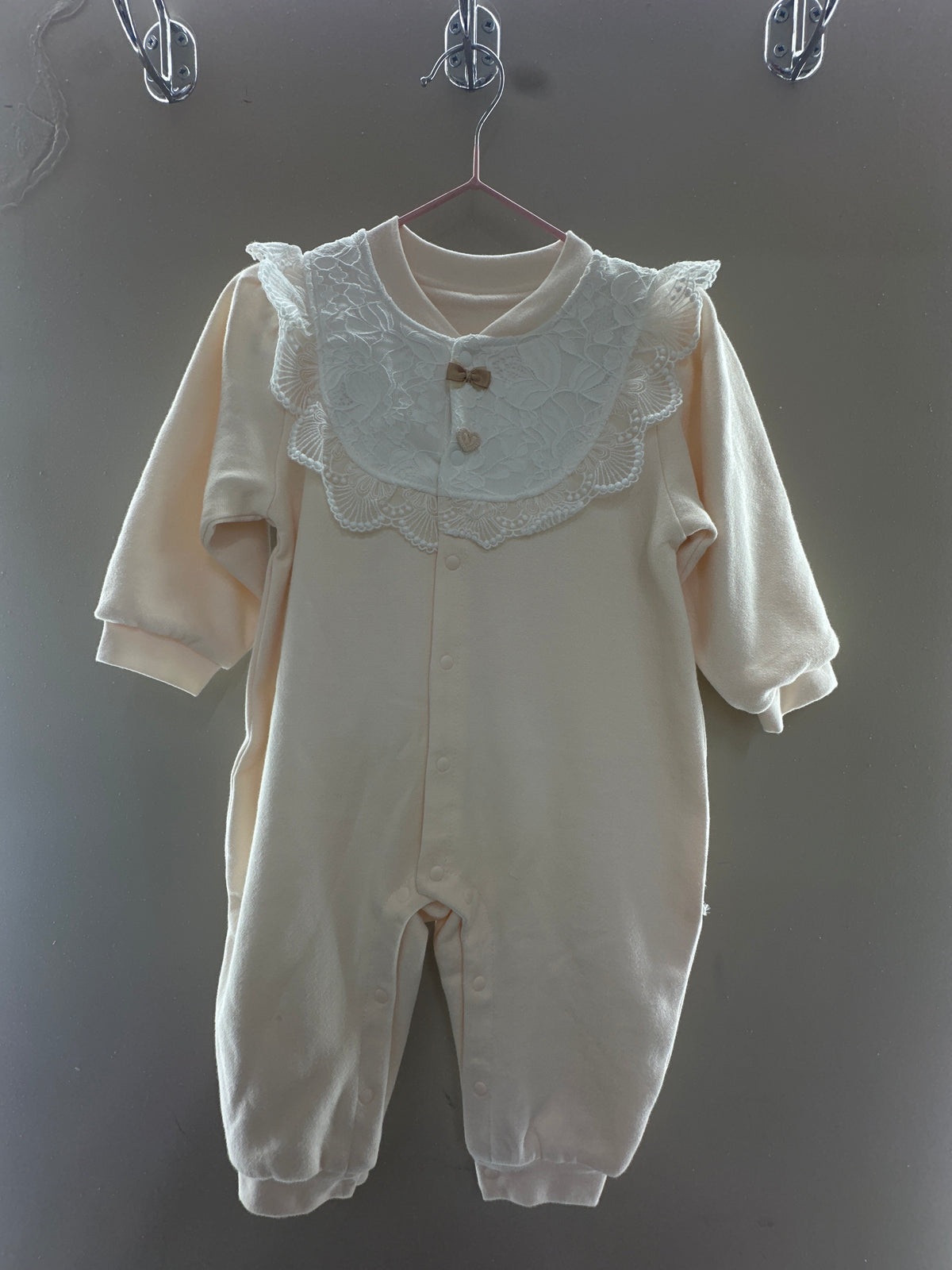 Soft Pink Lace Collar Baby Romper