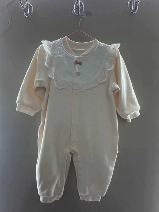 Soft Pink Lace Collar Baby Romper