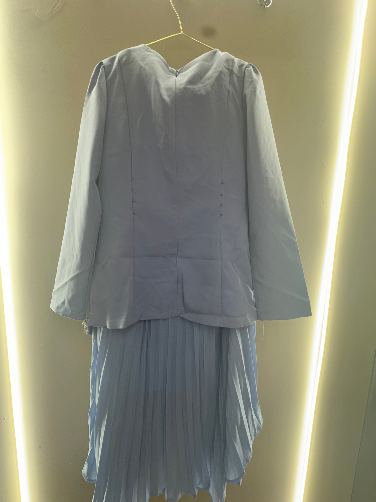Crystal Trim Pleated Dress