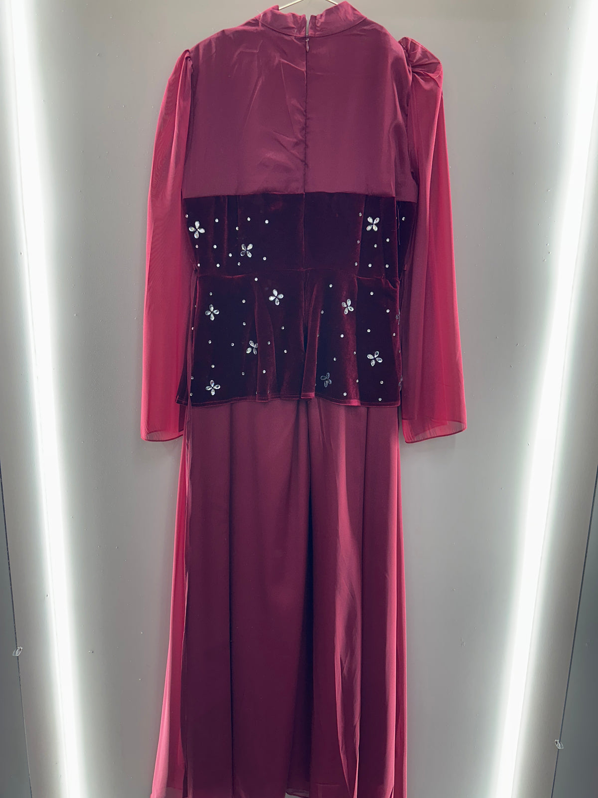 Velvet Bloom Embellished Maxi Dress