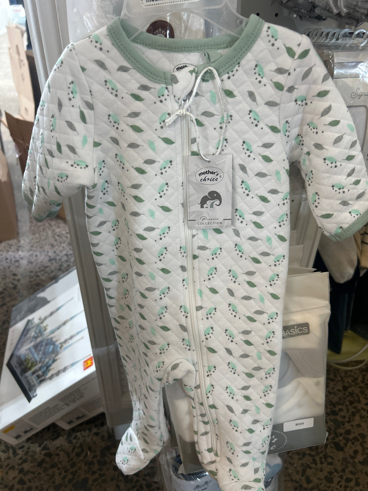 Green white boys romper