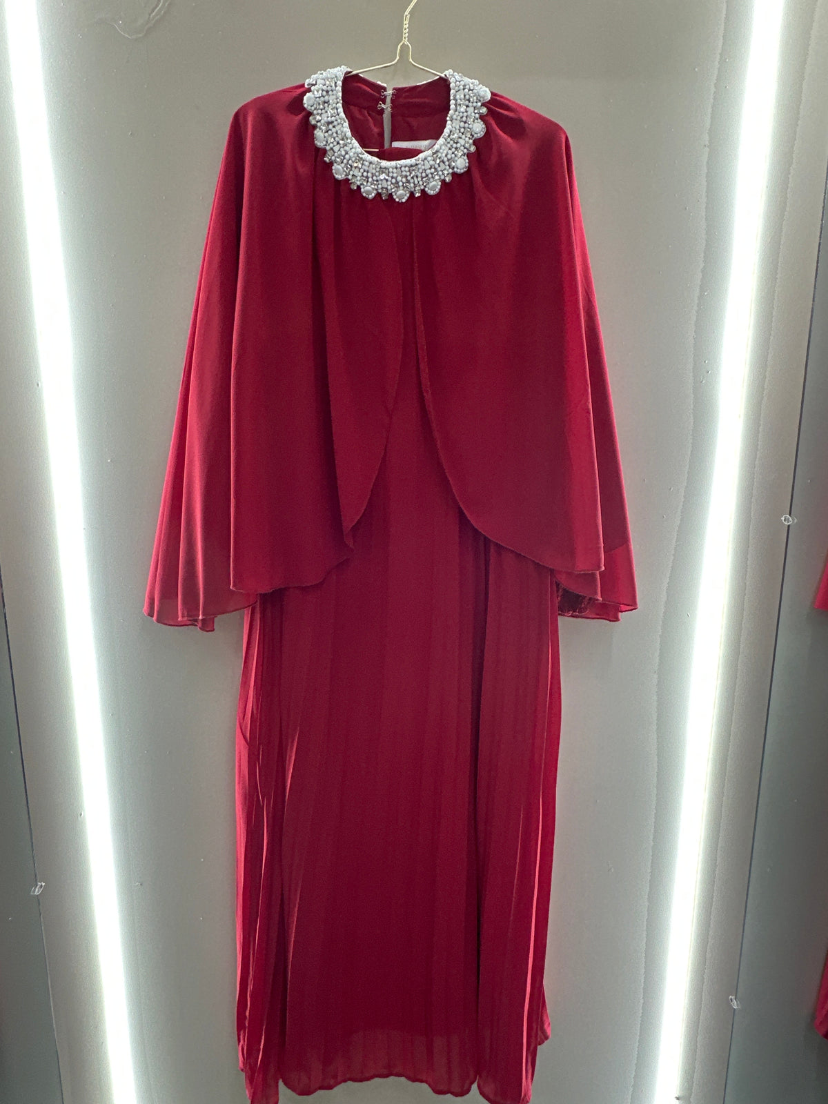 Pearl Grace Pleated Cape Maxi Dress