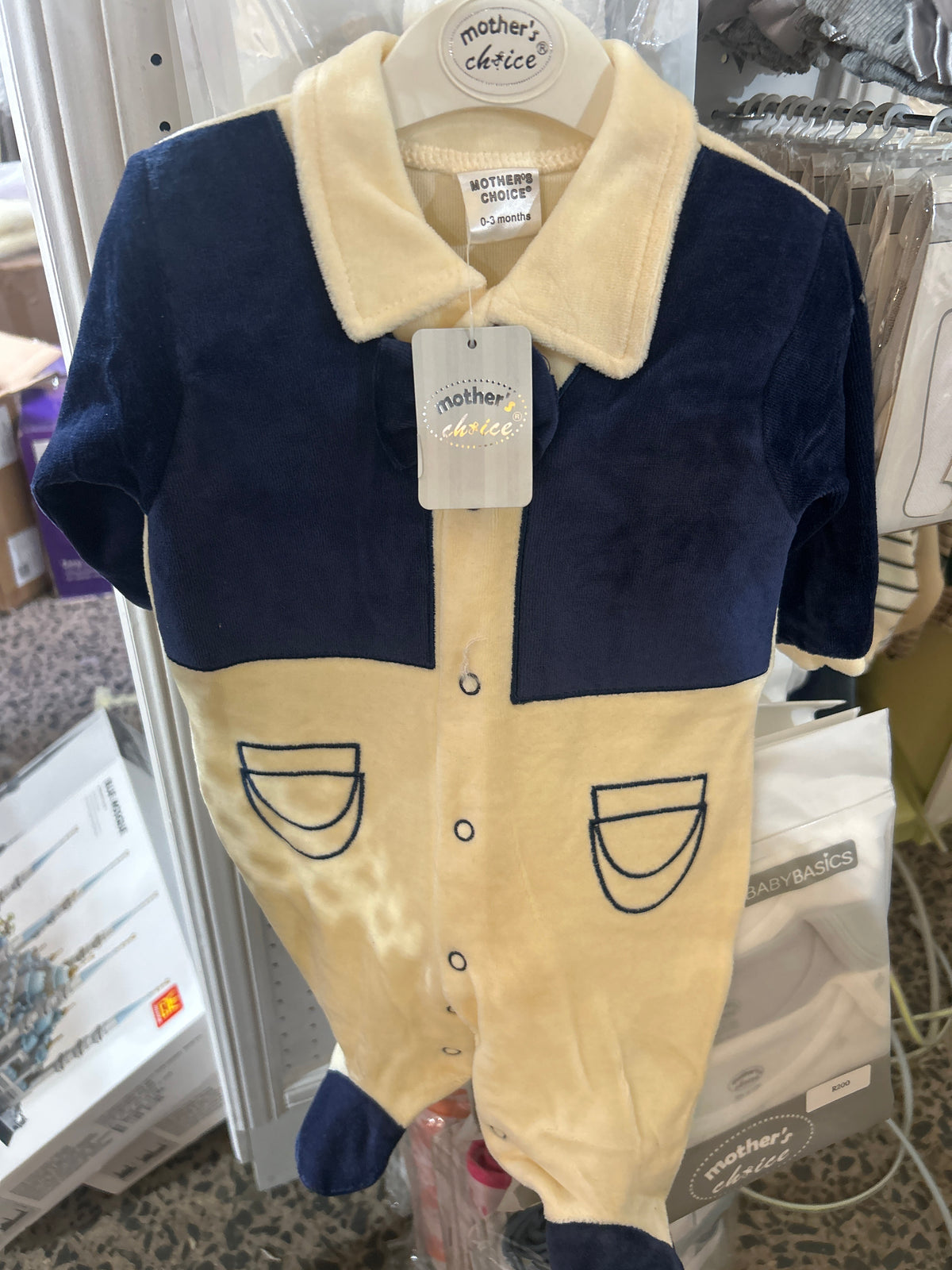 Navy cream boys romper