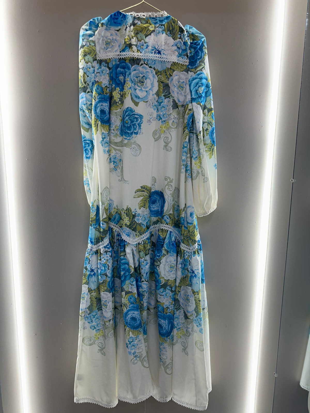 Blue Blossom Lace Maxi Dress