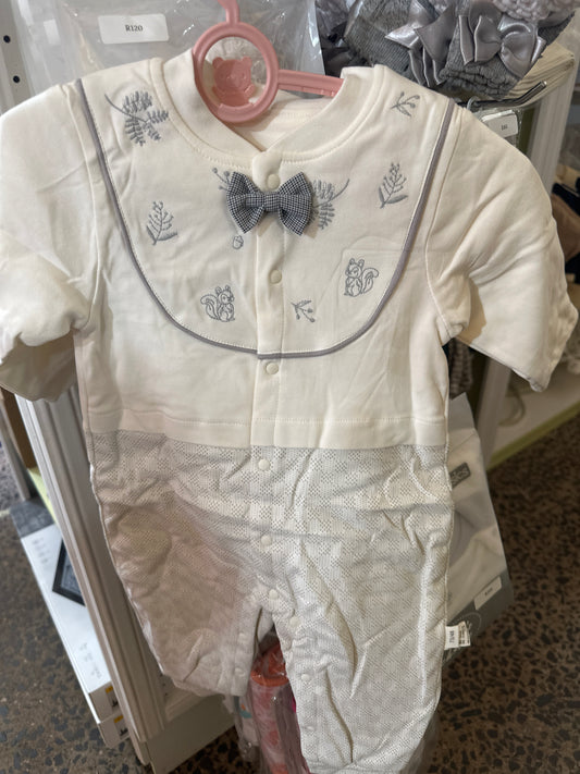 White bow boys romper