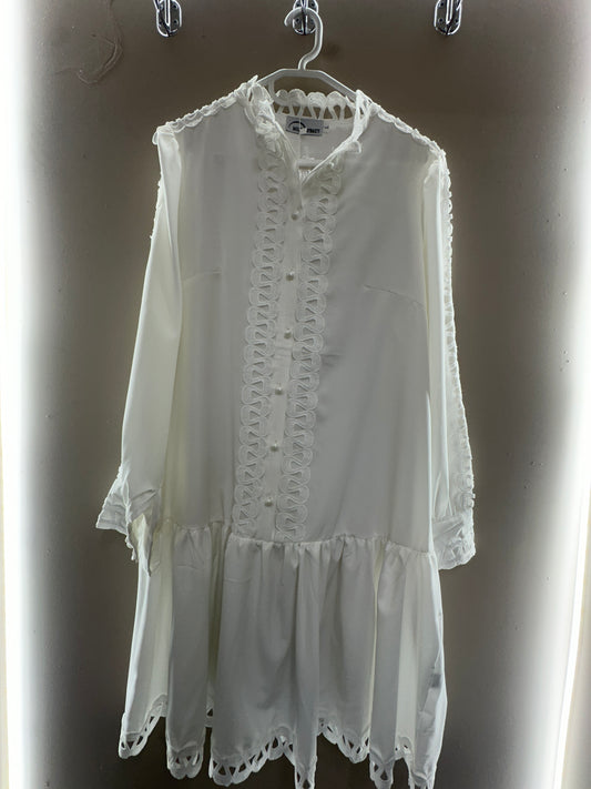 Lace Trim Tiered Mini Dress