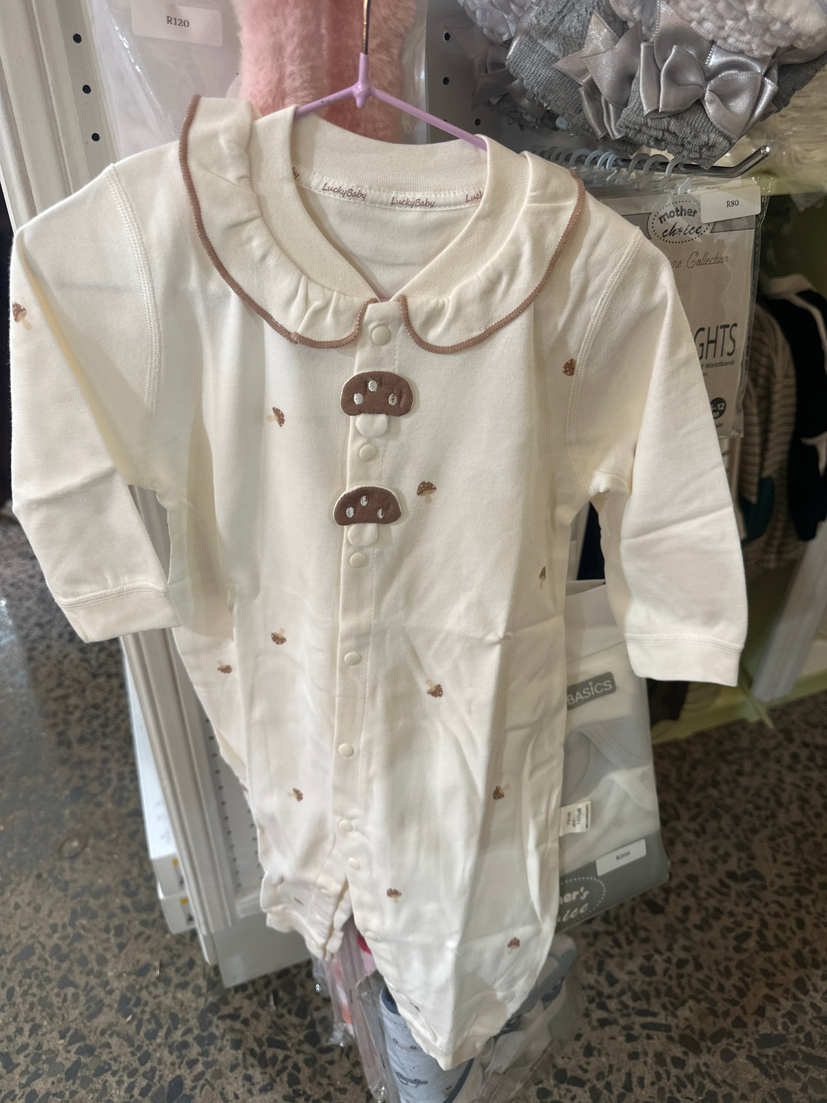 Cream brown mushroom romper
