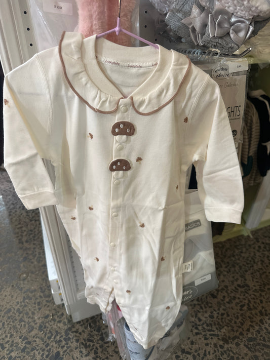 Cream brown mushroom romper