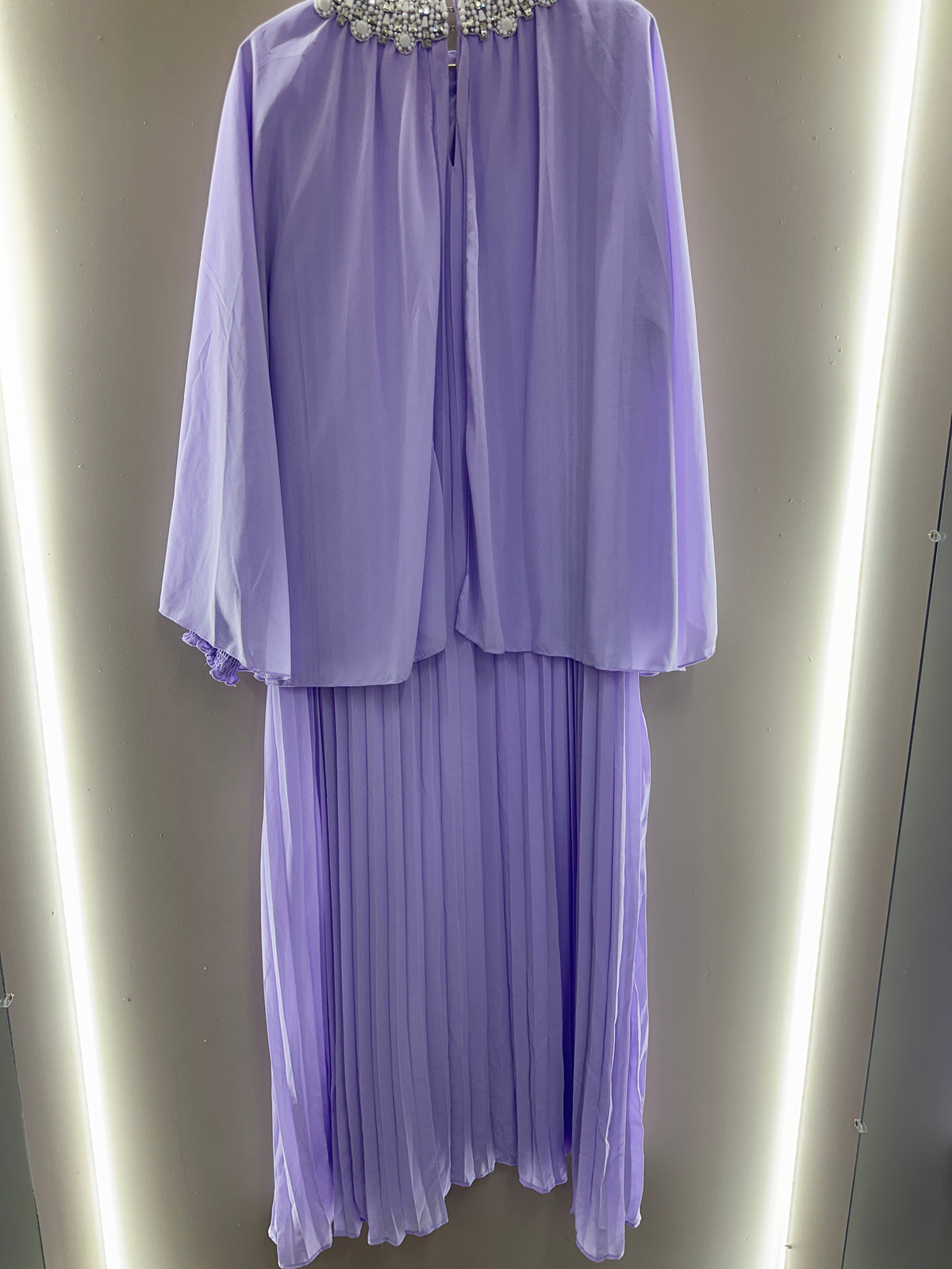 Pearl Grace Pleated Cape Maxi Dress